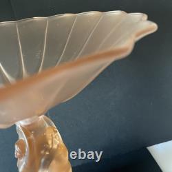 Vintage Walther & Sohne Three Graces Pink Frosted Glass Comport 34cm Tall 1930's