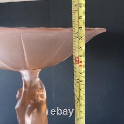Vintage Walther & Sohne Three Graces Pink Frosted Glass Comport 34cm Tall 1930's