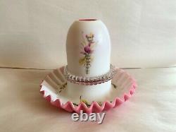 Vintage White To Pink Glass Fairy Lamp Skirted Reversible Gorgeous Fenton