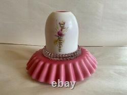 Vintage White To Pink Glass Fairy Lamp Skirted Reversible Gorgeous Fenton