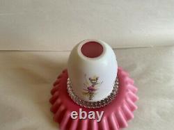 Vintage White To Pink Glass Fairy Lamp Skirted Reversible Gorgeous Fenton
