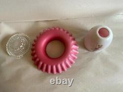 Vintage White To Pink Glass Fairy Lamp Skirted Reversible Gorgeous Fenton