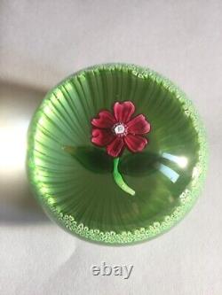 Vintage limited edition Perthshire 1972C small pink and green flower paperweight