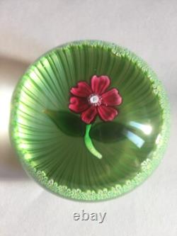 Vintage limited edition Perthshire 1972C small pink and green flower paperweight