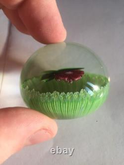 Vintage limited edition Perthshire 1972C small pink and green flower paperweight