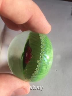 Vintage limited edition Perthshire 1972C small pink and green flower paperweight