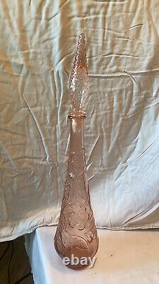 Vintage mcm RARE PINK genie bottle Flower And Butterfly Patterned