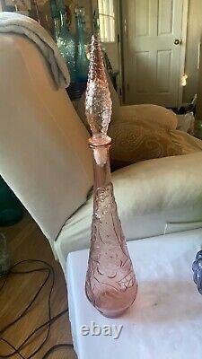 Vintage mcm RARE PINK genie bottle Flower And Butterfly Patterned