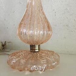 Vintage mid century Barovio & Toso pink controlled bubble Murano art glass lamp