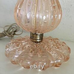 Vintage mid century Barovio & Toso pink controlled bubble Murano art glass lamp