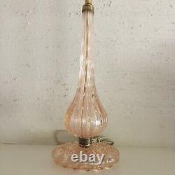 Vintage mid century Barovio & Toso pink controlled bubble Murano art glass lamp