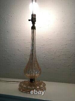 Vintage mid century Barovio & Toso pink controlled bubble Murano art glass lamp