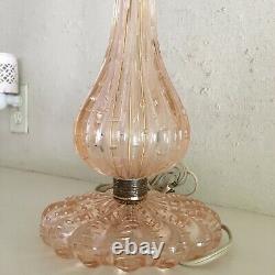 Vintage mid century Barovio & Toso pink controlled bubble Murano art glass lamp