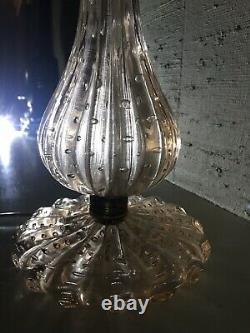 Vintage mid century Barovio & Toso pink controlled bubble Murano art glass lamp