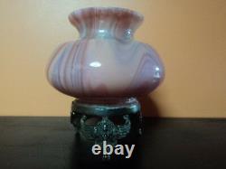 Vintage pink ART-GLASS Vase with metal base