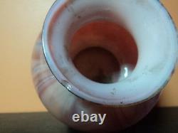 Vintage pink ART-GLASS Vase with metal base