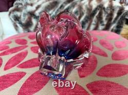 Vintage pink and blue art glass decorative bowl