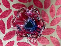 Vintage pink and blue art glass decorative bowl