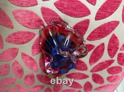 Vintage pink and blue art glass decorative bowl