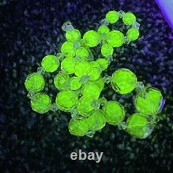 Vintage uranium glass necklace faceted beaded graduated art deco pink green hue