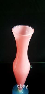 Vitange Large Murano Glass Pink Opaline Vase
