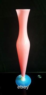 Vitange Large Murano Glass Pink Opaline Vase