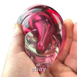 Vtg 1950s Alfredo Barbini Murano Italy Art Glass Pink Cranberry Conch Shell Bowl