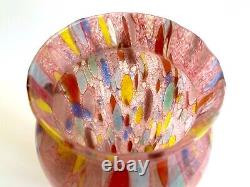 Vtg 1980's Post Modern Abstract Hand Blown Art Glass Multicolor Tall Flower Vase