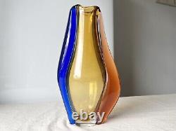 Vtg Bohemian Art Glass Vase Large pink Czechoslovakia Machovska Romana vase 60s