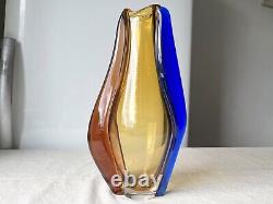 Vtg Bohemian Art Glass Vase Large pink Czechoslovakia Machovska Romana vase 60s