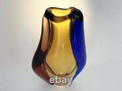Vtg Bohemian Art Glass Vase Large pink Czechoslovakia Machovska Romana vase 60s