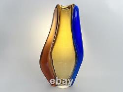 Vtg Bohemian Art Glass Vase Large pink Czechoslovakia Machovska Romana vase 60s