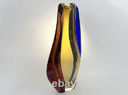 Vtg Bohemian Art Glass Vase Large pink Czechoslovakia Machovska Romana vase 60s