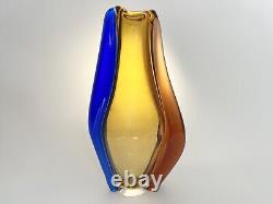 Vtg Bohemian Art Glass Vase Large pink Czechoslovakia Machovska Romana vase 60s