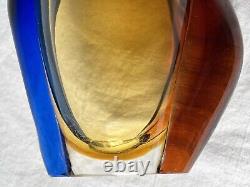 Vtg Bohemian Art Glass Vase Large pink Czechoslovakia Machovska Romana vase 60s