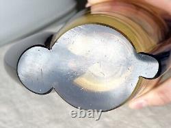 Vtg Bohemian Art Glass Vase Large pink Czechoslovakia Machovska Romana vase 60s
