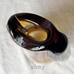Vtg Bohemian Art Glass Vase Large pink Czechoslovakia Machovska Romana vase 60s