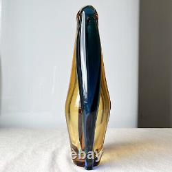 Vtg Bohemian Art Glass Vase Large pink Czechoslovakia Machovska Romana vase 60s