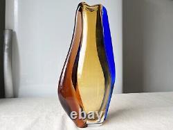 Vtg Bohemian Art Glass Vase Large pink Czechoslovakia Machovska Romana vase 60s