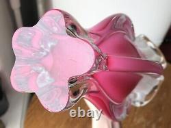 Vtg Bohemian Art Glass Vase Swirled Thick Pink Czechoslovakia Hospodka