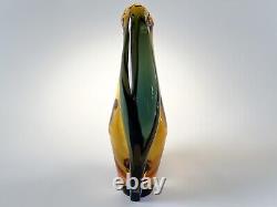 Vtg Bohemian Art Glass Vase Thick pink Czechoslovakia Machovska Romana vase 60s