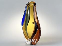 Vtg Bohemian Art Glass Vase Thick pink Czechoslovakia Machovska Romana vase 60s
