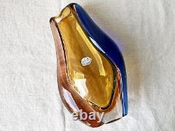 Vtg Bohemian Art Glass Vase Thick pink Czechoslovakia Machovska Romana vase 60s