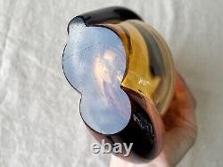 Vtg Bohemian Art Glass Vase Thick pink Czechoslovakia Machovska Romana vase 60s