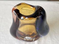 Vtg Bohemian Art Glass Vase Thick pink Czechoslovakia Machovska Romana vase 60s