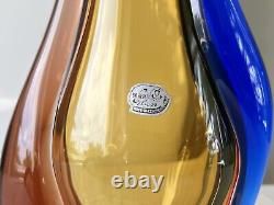 Vtg Bohemian Art Glass Vase Thick pink Czechoslovakia Machovska Romana vase 60s
