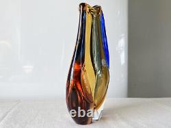 Vtg Bohemian Art Glass Vase Thick pink Czechoslovakia Machovska Romana vase 60s