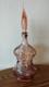 Vtg Empoli Pink Salmon Hourglass Genie Bottle Art Glass Decanter With Stopper