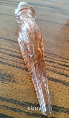 Vtg Empoli Pink Salmon Hourglass Genie Bottle Art Glass Decanter With Stopper