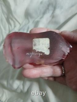 Vtg Fenton Art Glass Madras Pink Foal Figurine Gold Mane Rainbow & Cloud Signed